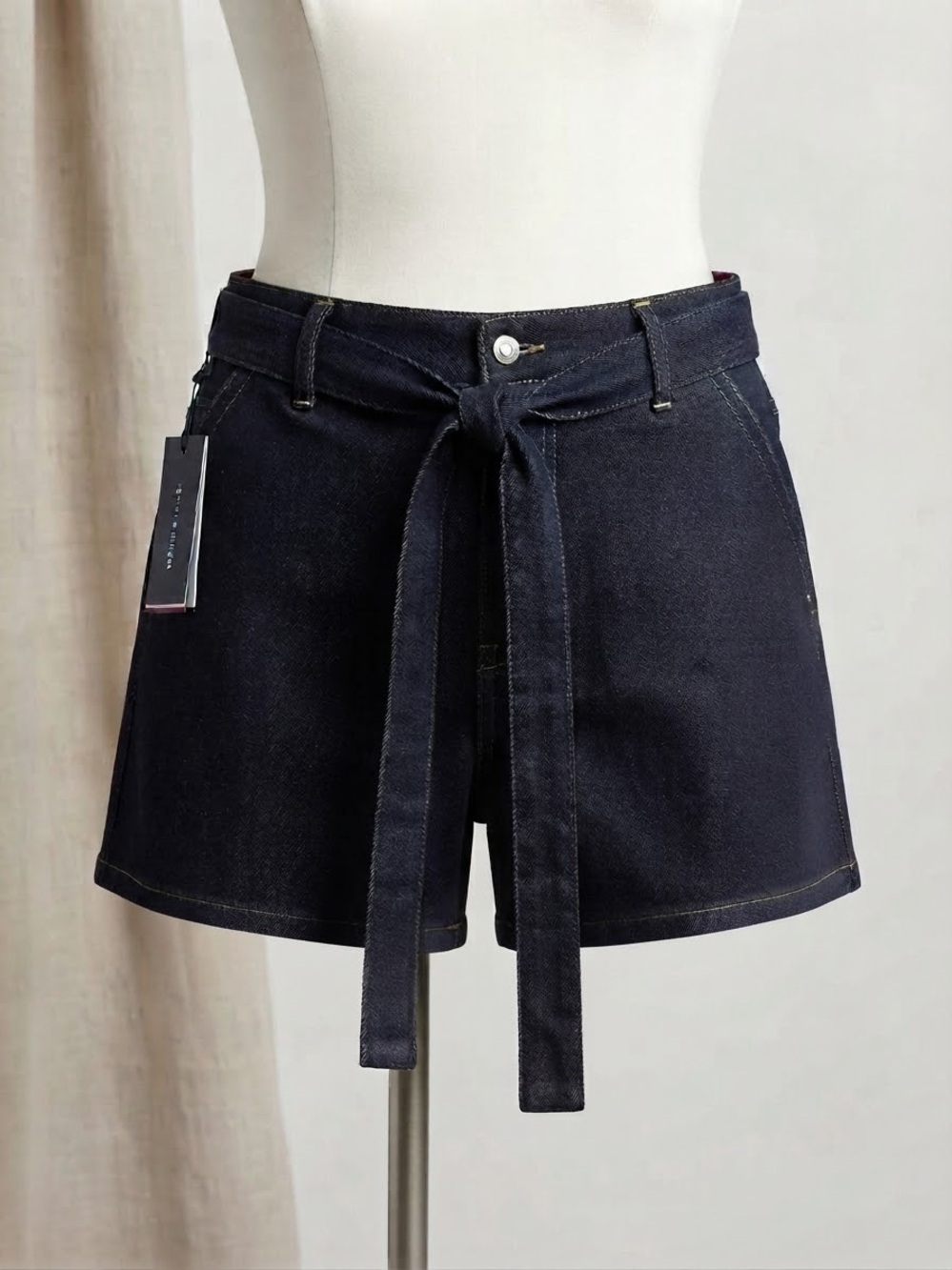 Tommy Hilfiger Dark Indigo Tie-Waist Denim Shorts